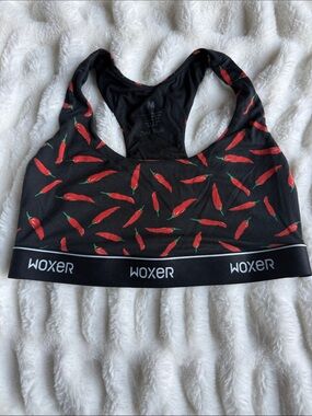 LIMITED EDITION Woxer Black Boss 2.0 Bra with Red Chili Pepper Print